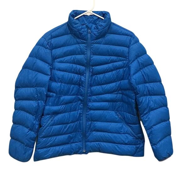 Lands' End Jackets & Blazers - Lands’ End Womens Down Coat Size Large Feather Blue Packable Lightweight Outdoor